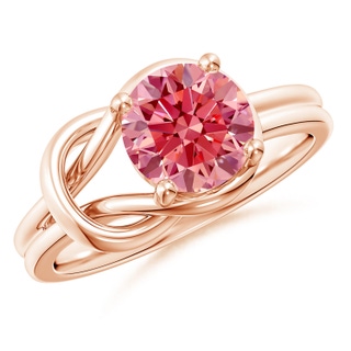 7.5mm Labgrown Solitaire Lab-Grown Fancy Intense Pink Diamond Infinity Knot Ring in Rose Gold