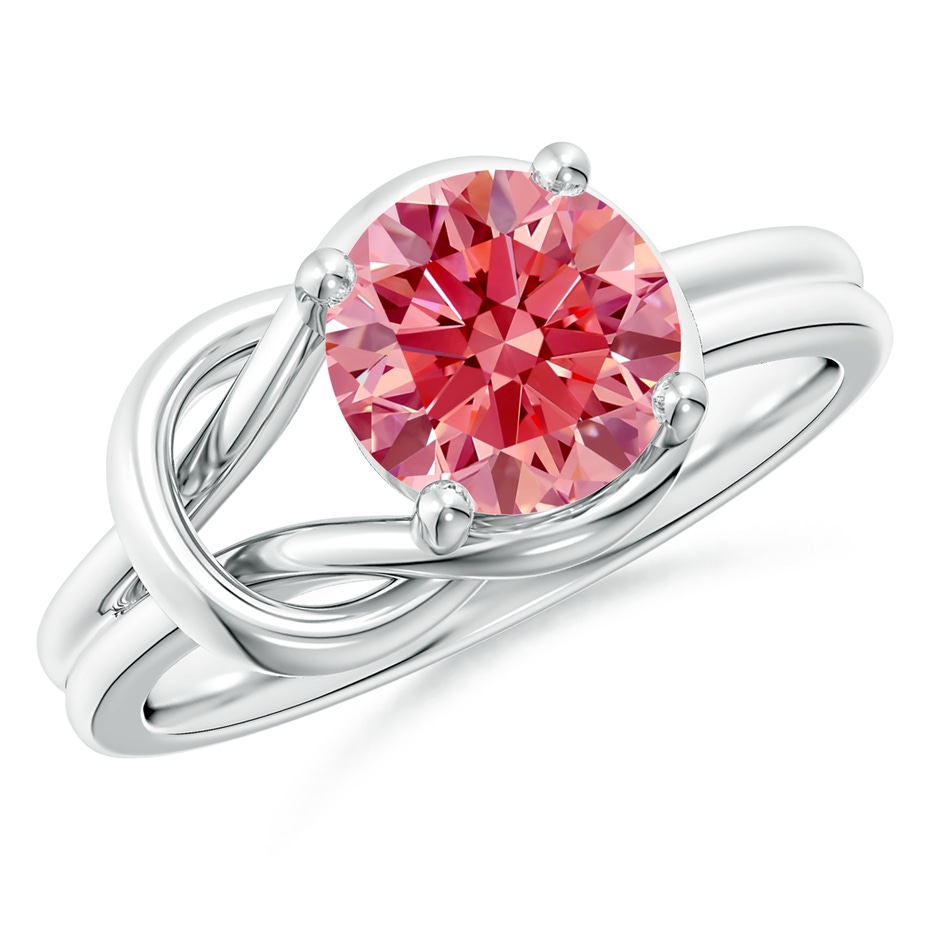 7.5mm Labgrown Solitaire Lab-Grown Fancy Intense Pink Diamond Infinity Knot Ring in White Gold 