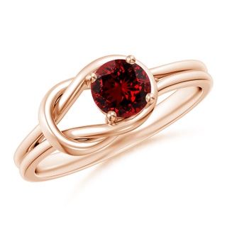 5mm Labgrown Lab-Grown Solitaire Ruby Infinity Knot Ring in 10K Rose Gold