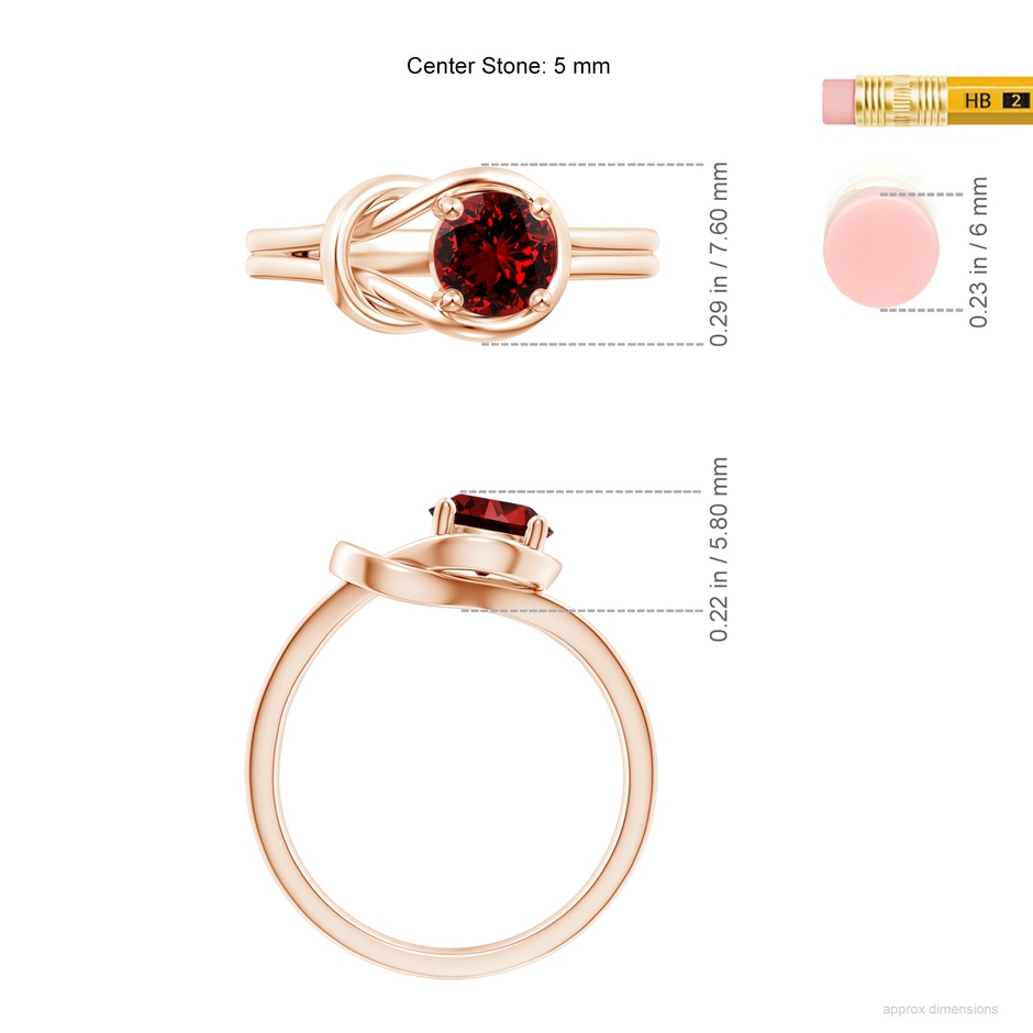 5mm Labgrown Lab-Grown Solitaire Ruby Infinity Knot Ring in Rose Gold ruler
