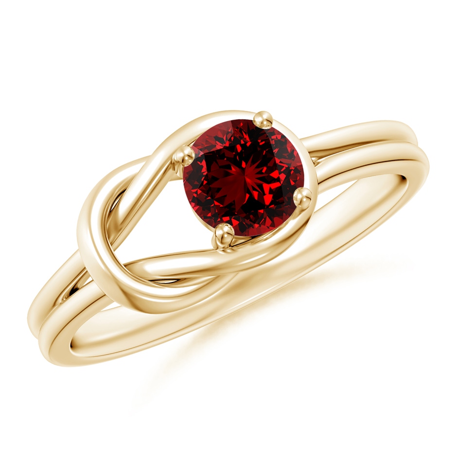 5mm Labgrown Lab-Grown Solitaire Ruby Infinity Knot Ring in Yellow Gold 