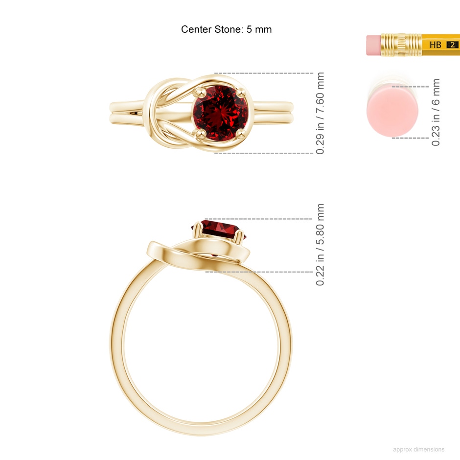 5mm Labgrown Lab-Grown Solitaire Ruby Infinity Knot Ring in Yellow Gold ruler