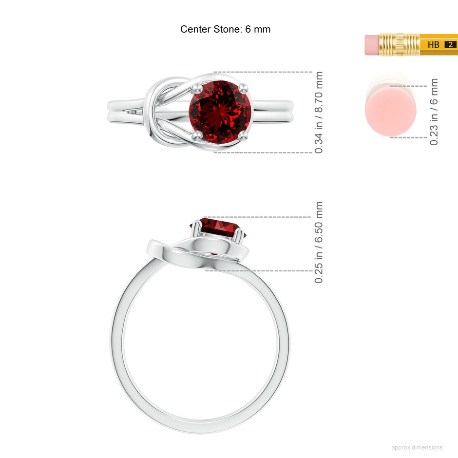 6mm Labgrown Lab-Grown Solitaire Ruby Infinity Knot Ring in P950 Platinum ruler