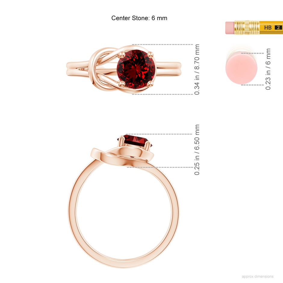 6mm Labgrown Lab-Grown Solitaire Ruby Infinity Knot Ring in Rose Gold ruler