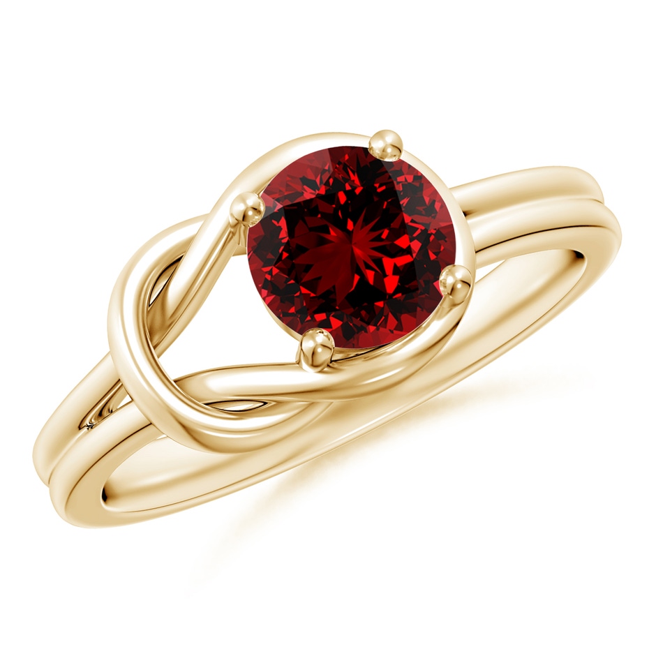 6mm Labgrown Lab-Grown Solitaire Ruby Infinity Knot Ring in Yellow Gold 