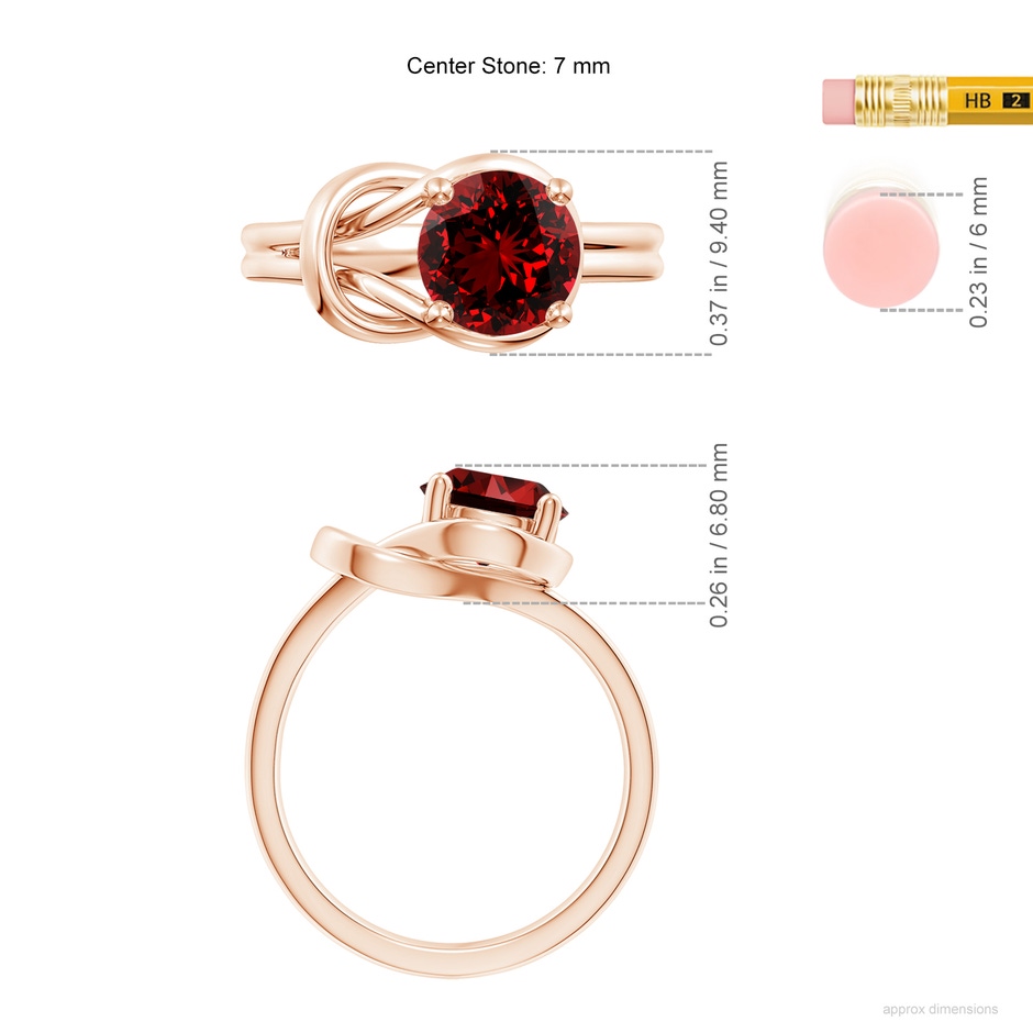 7mm Labgrown Lab-Grown Solitaire Ruby Infinity Knot Ring in Rose Gold ruler
