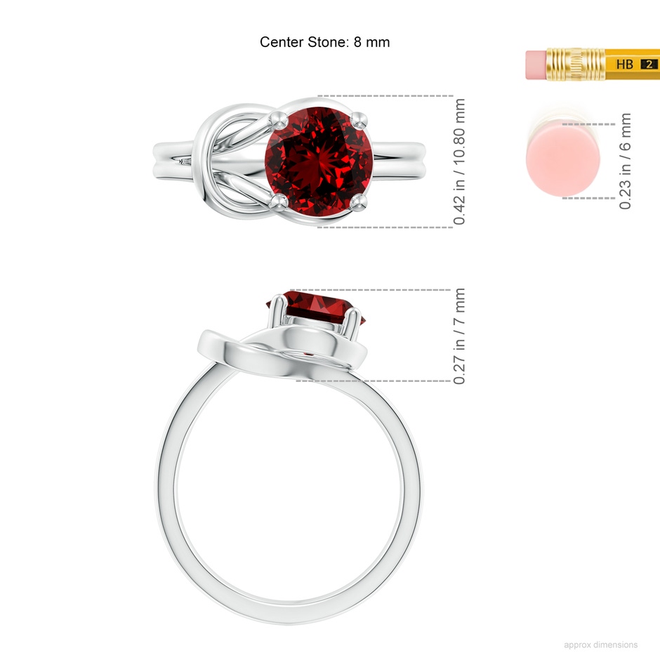 8mm Labgrown Lab-Grown Solitaire Ruby Infinity Knot Ring in White Gold ruler