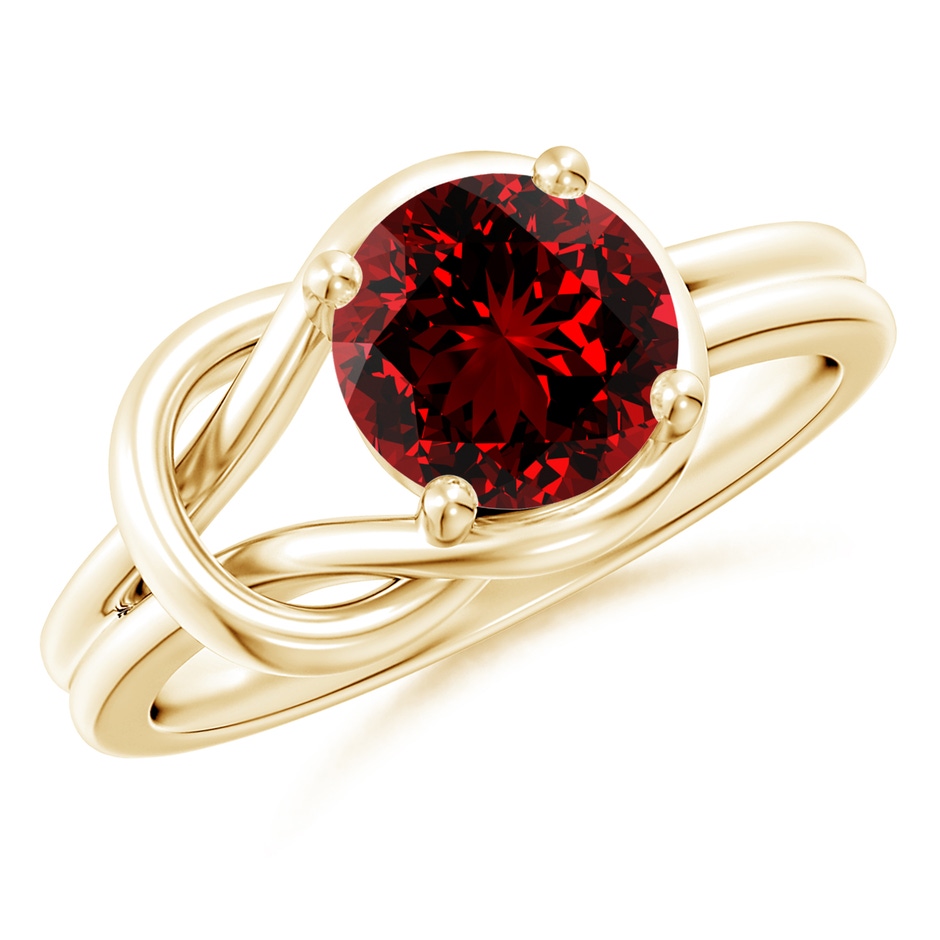 8mm Labgrown Lab-Grown Solitaire Ruby Infinity Knot Ring in Yellow Gold 