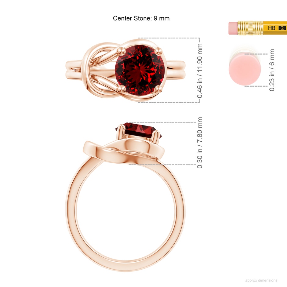 9mm Labgrown Lab-Grown Solitaire Ruby Infinity Knot Ring in Rose Gold ruler