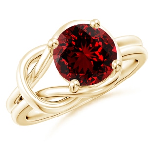 9mm Labgrown Lab-Grown Solitaire Ruby Infinity Knot Ring in Yellow Gold