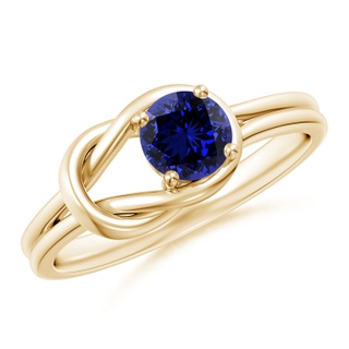 5mm Labgrown Lab-Grown Solitaire Blue Sapphire Infinity Knot Ring in 9K Yellow Gold