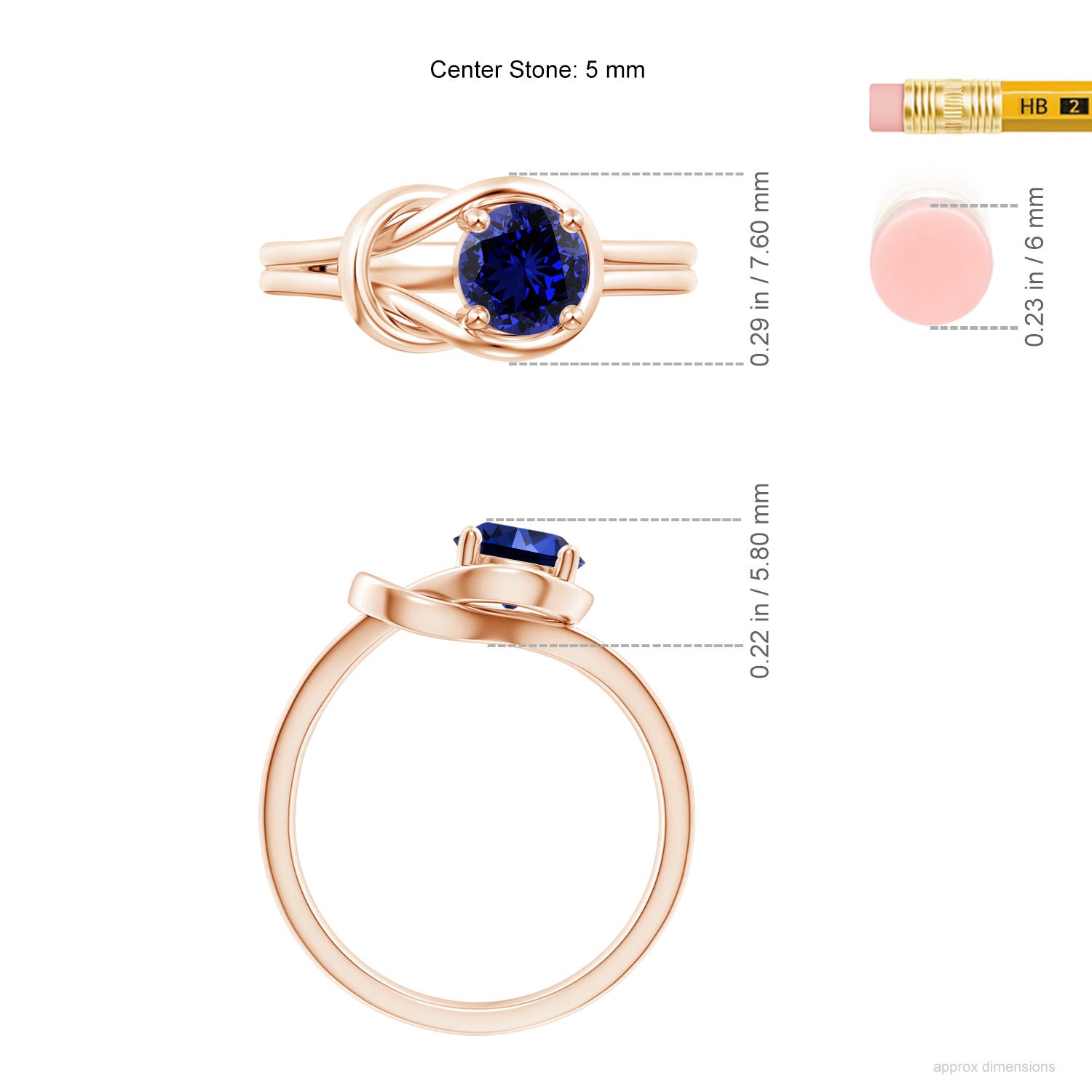 Premium - Lab-Grown Blue Sapphire / 0.6 CT / 14 KT Rose Gold