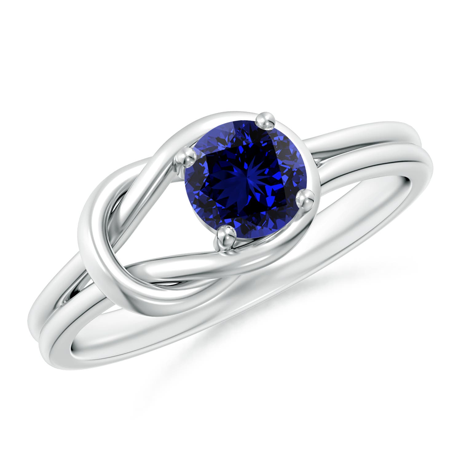 Premium - Lab-Grown Blue Sapphire / 0.6 CT / 14 KT White Gold