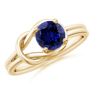 6mm Labgrown Lab-Grown Solitaire Blue Sapphire Infinity Knot Ring in 9K Yellow Gold