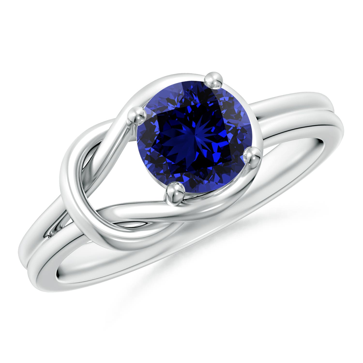 Premium - Lab-Grown Blue Sapphire / 1 CT / 14 KT White Gold