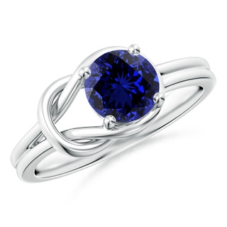 7mm Labgrown Lab-Grown Solitaire Blue Sapphire Infinity Knot Ring in White Gold