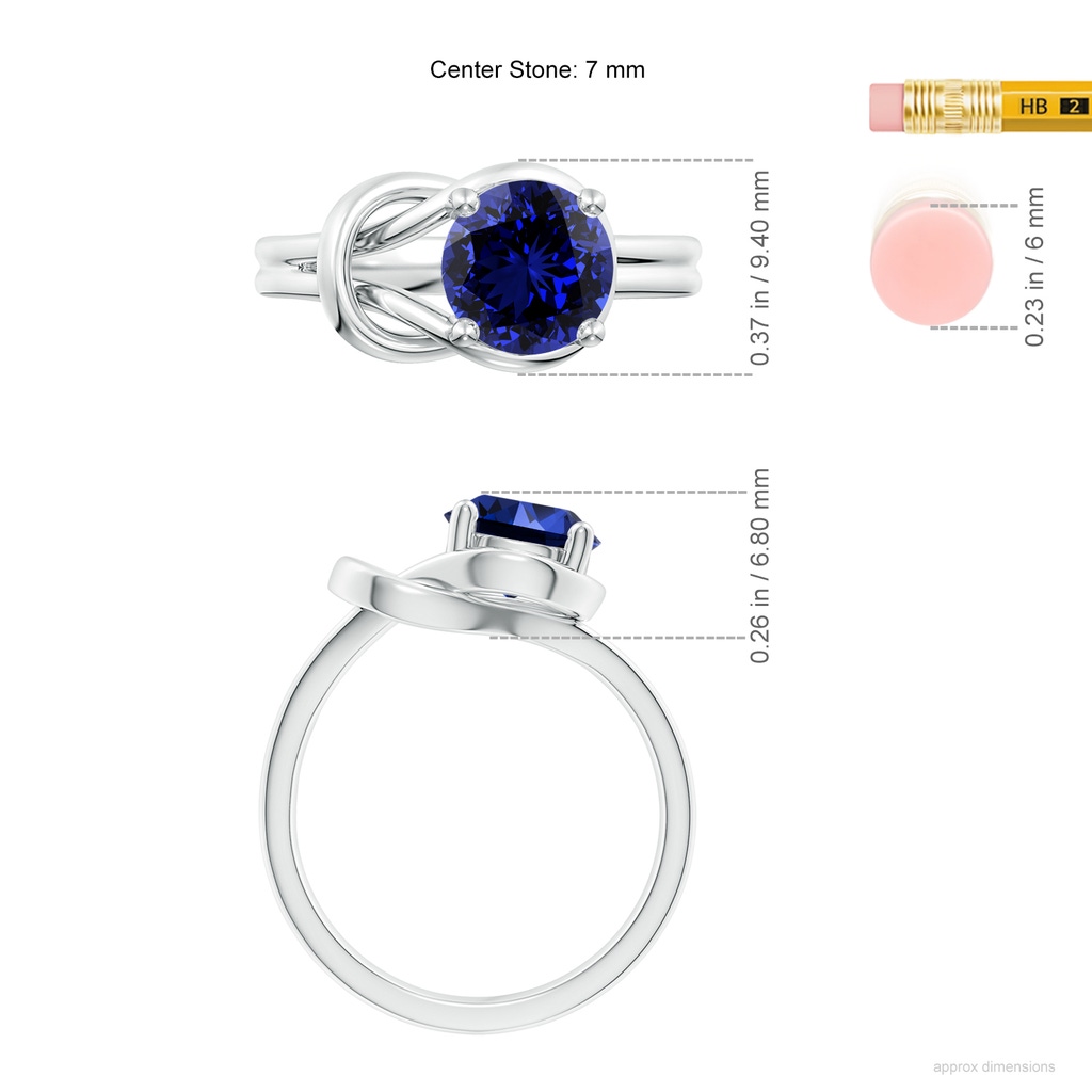 7mm Labgrown Lab-Grown Solitaire Blue Sapphire Infinity Knot Ring in White Gold ruler