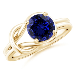 8mm Labgrown Lab-Grown Solitaire Blue Sapphire Infinity Knot Ring in Yellow Gold