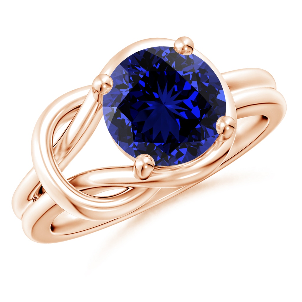 9mm Labgrown Lab-Grown Solitaire Blue Sapphire Infinity Knot Ring in 10K Rose Gold