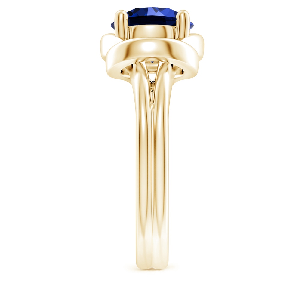 9mm Labgrown Lab-Grown Solitaire Blue Sapphire Infinity Knot Ring in Yellow Gold Side 299