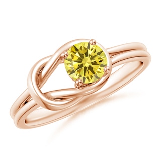 5.1mm Labgrown Solitaire Lab-Grown Fancy Intense Yellow Diamond Infinity Knot Ring in 9K Rose Gold