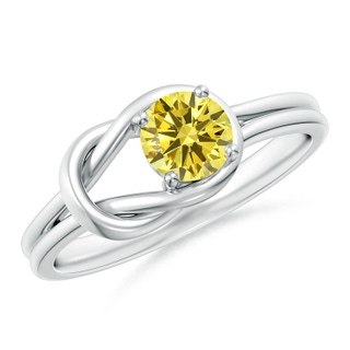 5.1mm Labgrown Solitaire Lab-Grown Fancy Intense Yellow Diamond Infinity Knot Ring in P950 Platinum