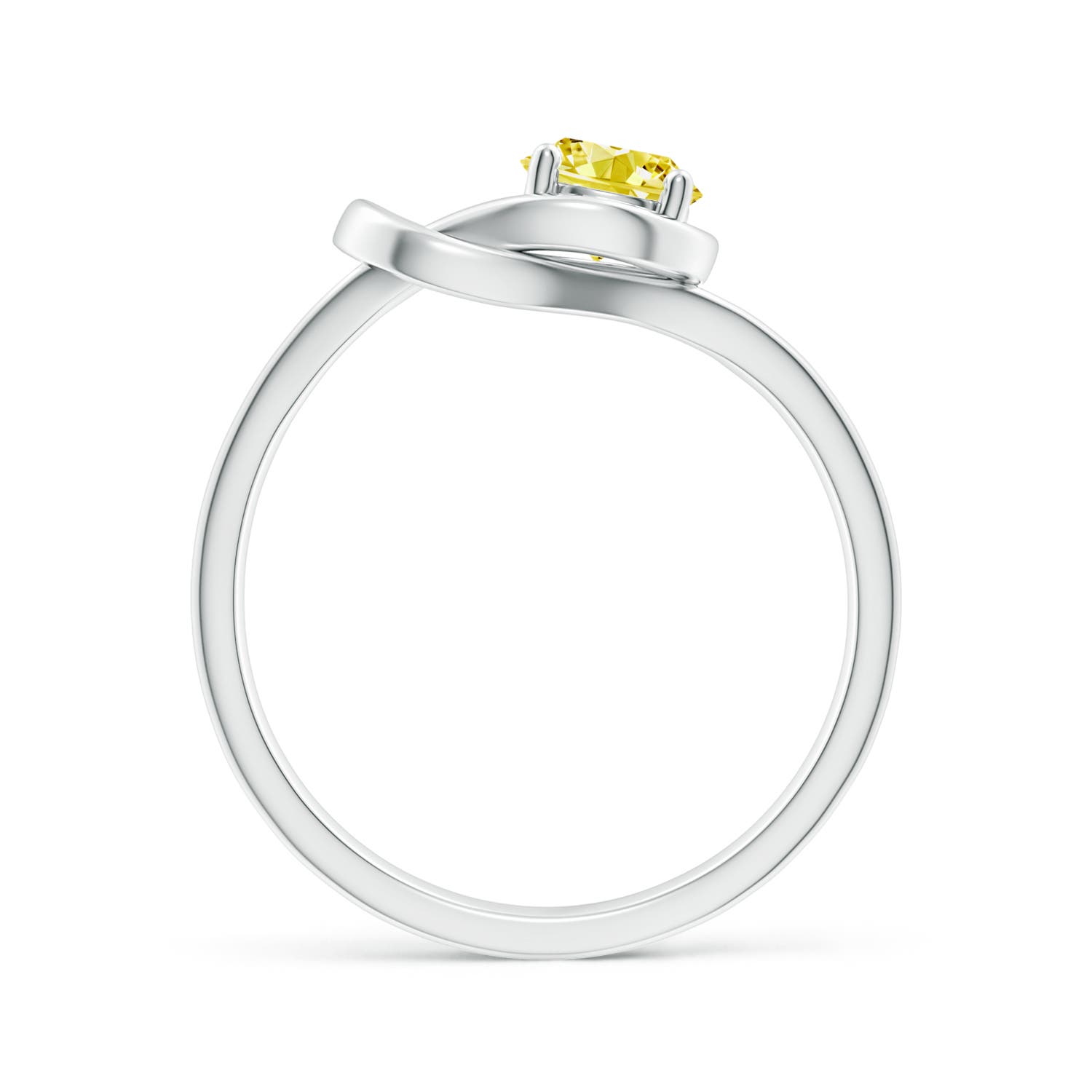 5.1mm Labgrown Solitaire Lab-Grown Fancy Intense Yellow Diamond Infinity Knot Ring in White Gold