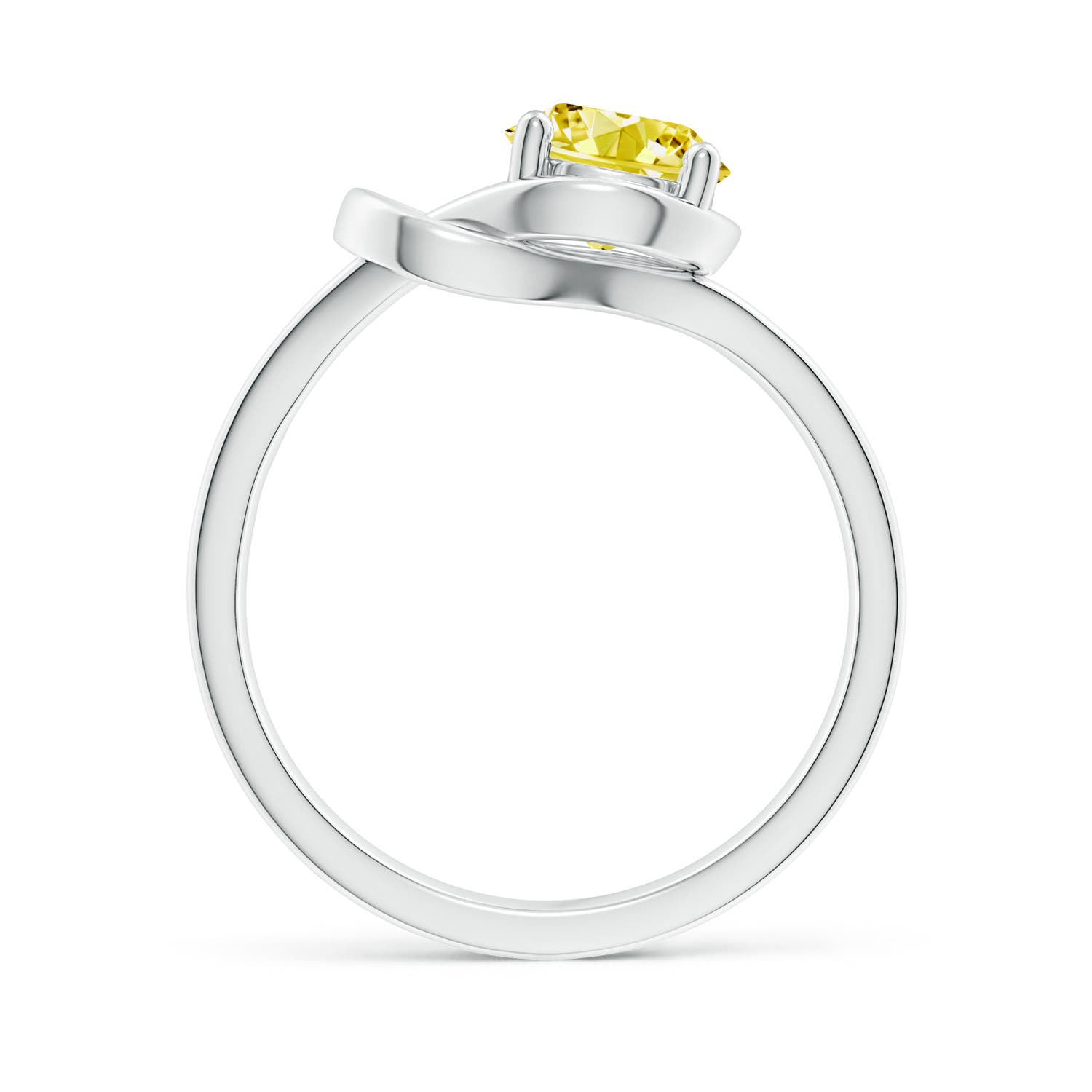 6.4mm Labgrown Solitaire Lab-Grown Fancy Intense Yellow Diamond Infinity Knot Ring in White Gold - side 2