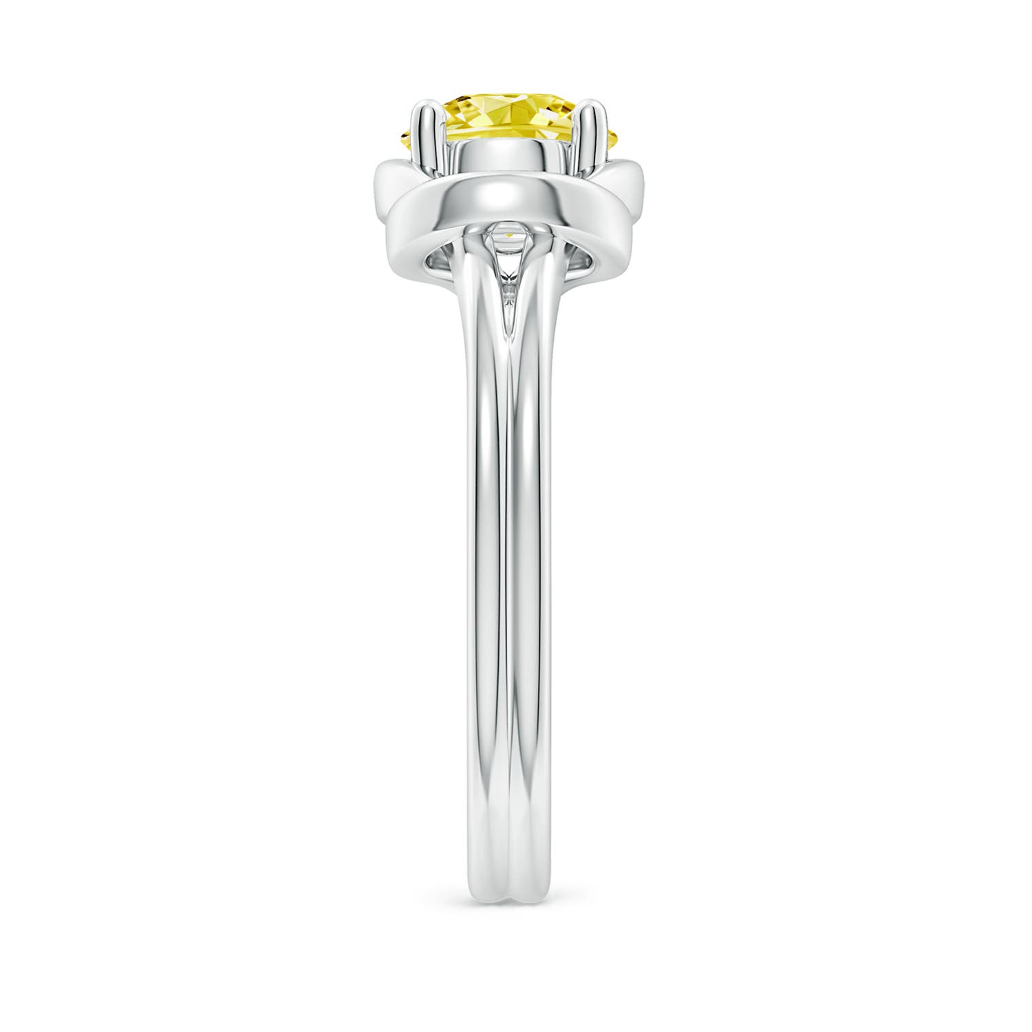 6.4mm Labgrown Solitaire Lab-Grown Fancy Intense Yellow Diamond Infinity Knot Ring in White Gold - side 3