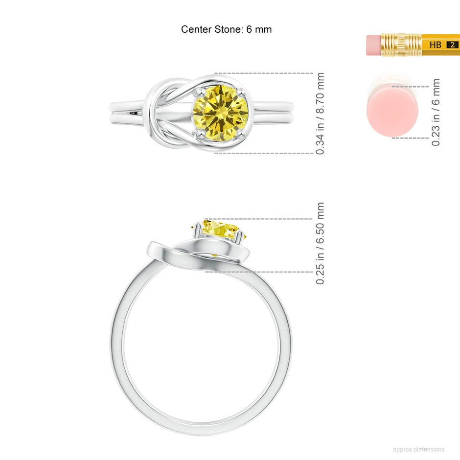 6mm Labgrown Solitaire Lab-Grown Fancy Intense Yellow Diamond Infinity Knot Ring in White Gold ruler