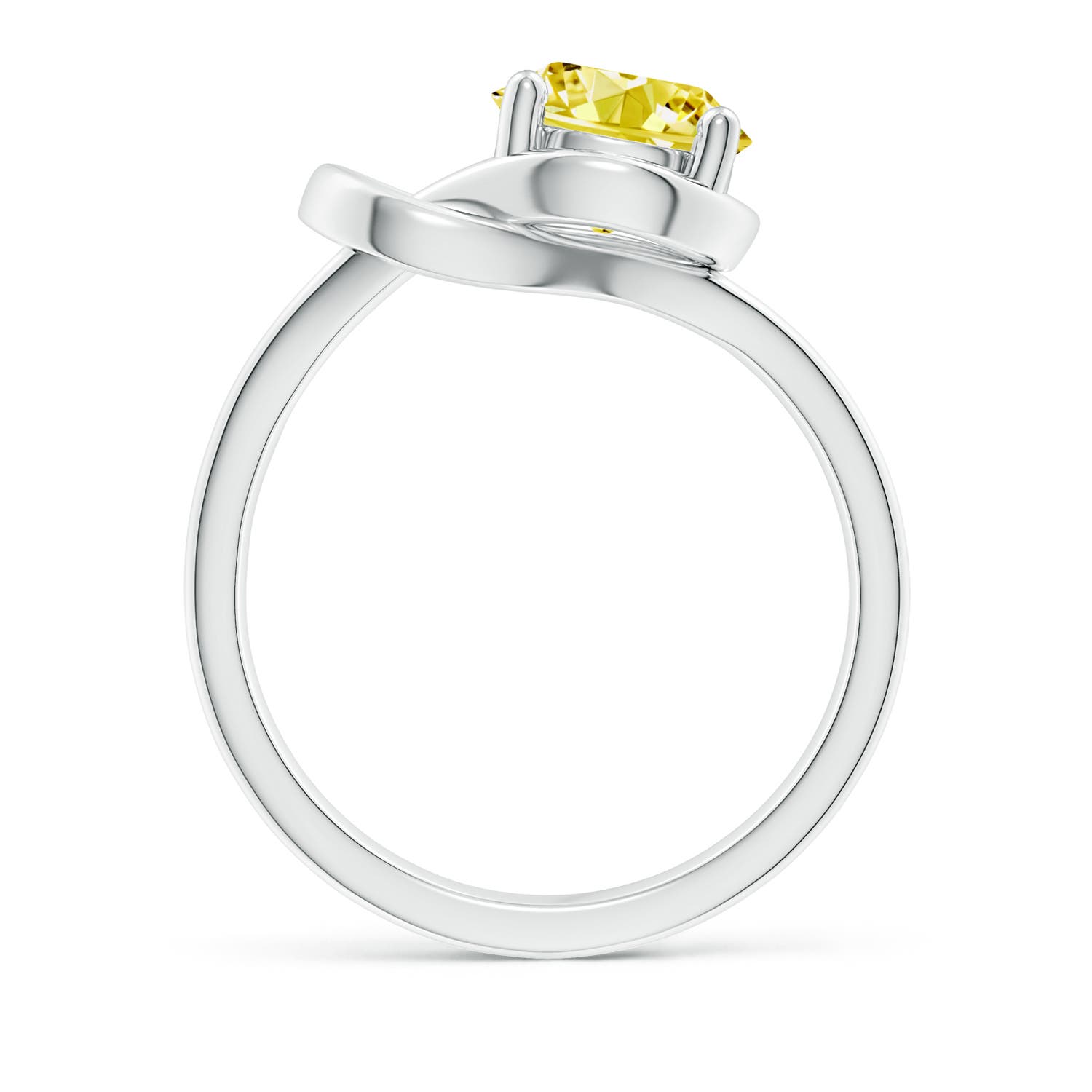 7.5mm Labgrown Solitaire Lab-Grown Fancy Intense Yellow Diamond Infinity Knot Ring in 18K White Gold