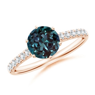 7mm Labgrown Lab-Grown Alexandrite Solitaire Ring with Diamond Accents in 10K Rose Gold