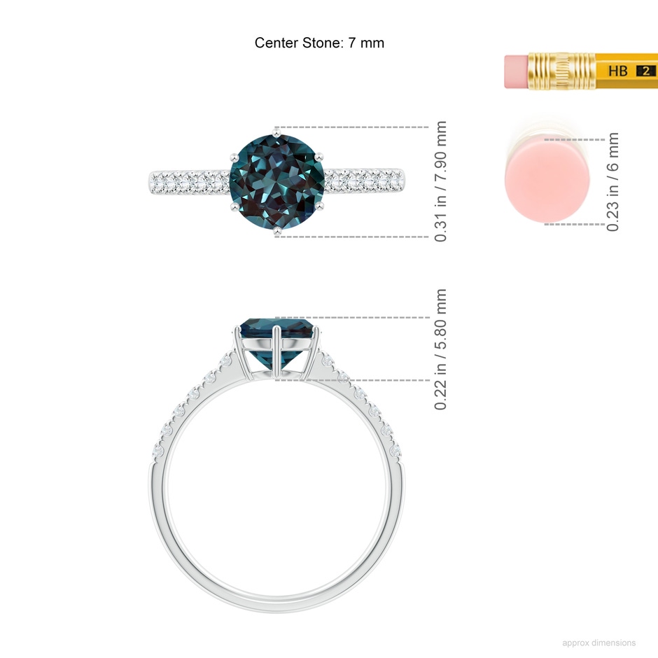 7mm Labgrown Lab-Grown Alexandrite Solitaire Ring with Diamond Accents in White Gold ruler