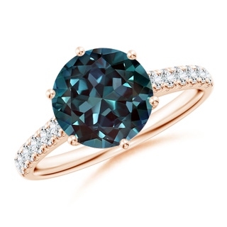 9mm Labgrown Lab-Grown Alexandrite Solitaire Ring with Diamond Accents in 18K Rose Gold