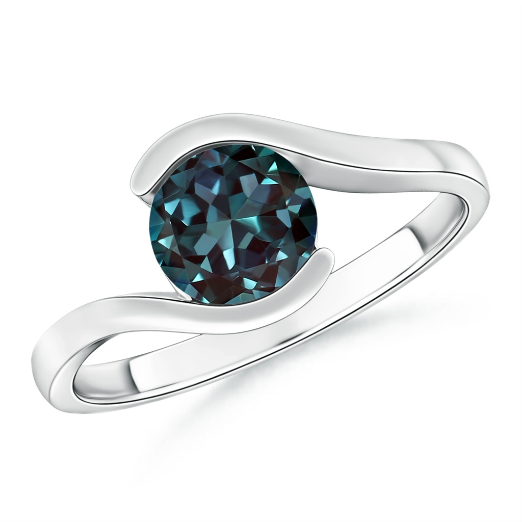 7mm Labgrown Semi Bezel-Set Solitaire Round Lab-Grown Alexandrite Bypass Ring in White Gold