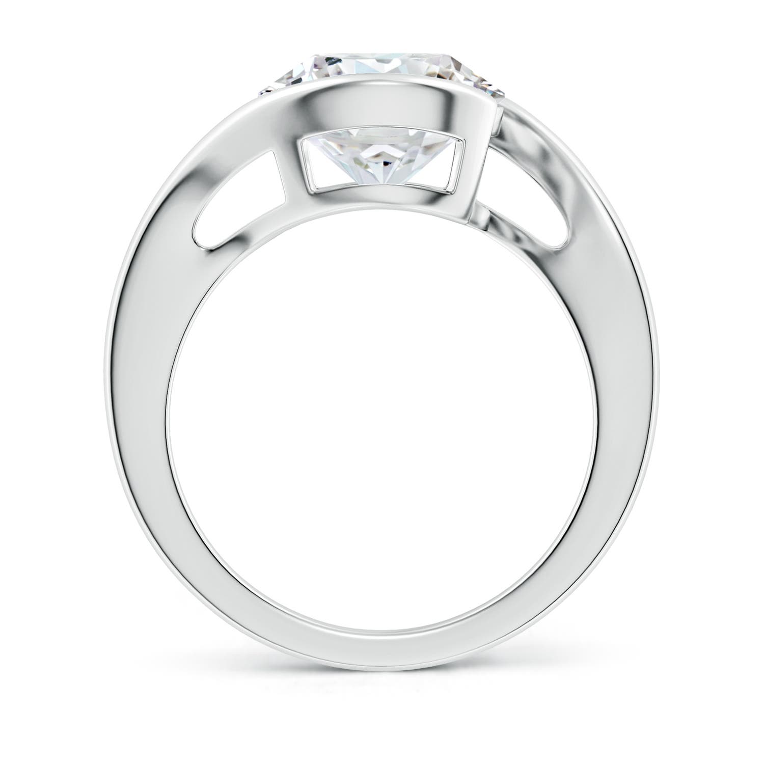 10.1mm FGVS Lab-Grown Semi Bezel-Set Solitaire Round Diamond Bypass Ring in White Gold