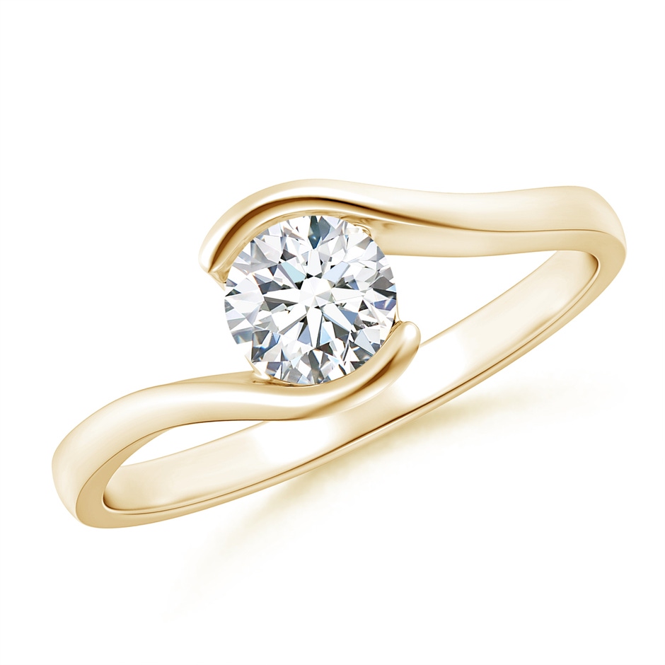 5.1mm FGVS Lab-Grown Semi Bezel-Set Solitaire Round Diamond Bypass Ring in 10K Yellow Gold 