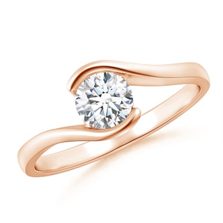 5.1mm FGVS Lab-Grown Semi Bezel-Set Solitaire Round Diamond Bypass Ring in 9K Rose Gold