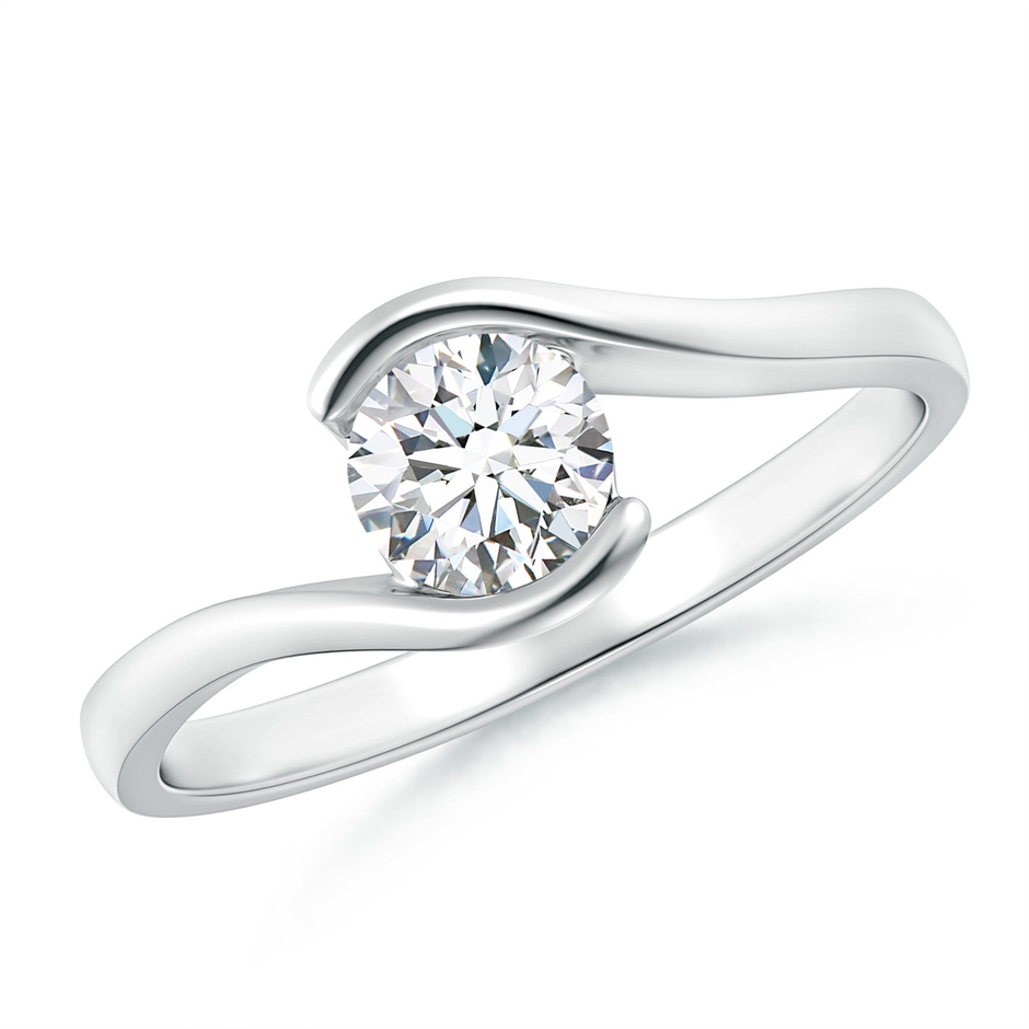 5.1mm FGVS Lab-Grown Semi Bezel-Set Solitaire Round Diamond Bypass Ring in P950 Platinum 