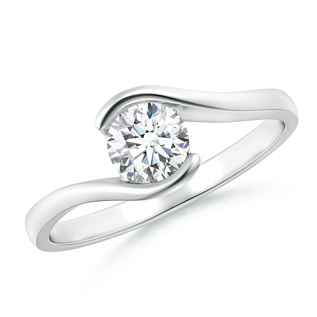5.1mm FGVS Lab-Grown Semi Bezel-Set Solitaire Round Diamond Bypass Ring in White Gold