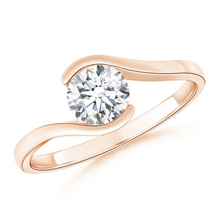 6.4mm FGVS Lab-Grown Semi Bezel-Set Solitaire Round Diamond Bypass Ring in 10K Rose Gold
