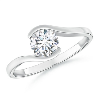 6.4mm FGVS Lab-Grown Semi Bezel-Set Solitaire Round Diamond Bypass Ring in P950 Platinum