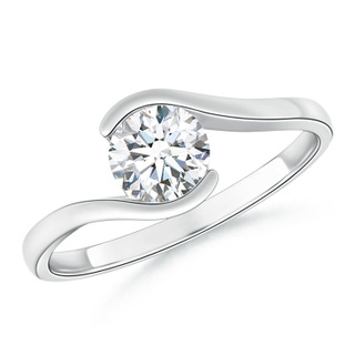 6.4mm FGVS Lab-Grown Semi Bezel-Set Solitaire Round Diamond Bypass Ring in White Gold