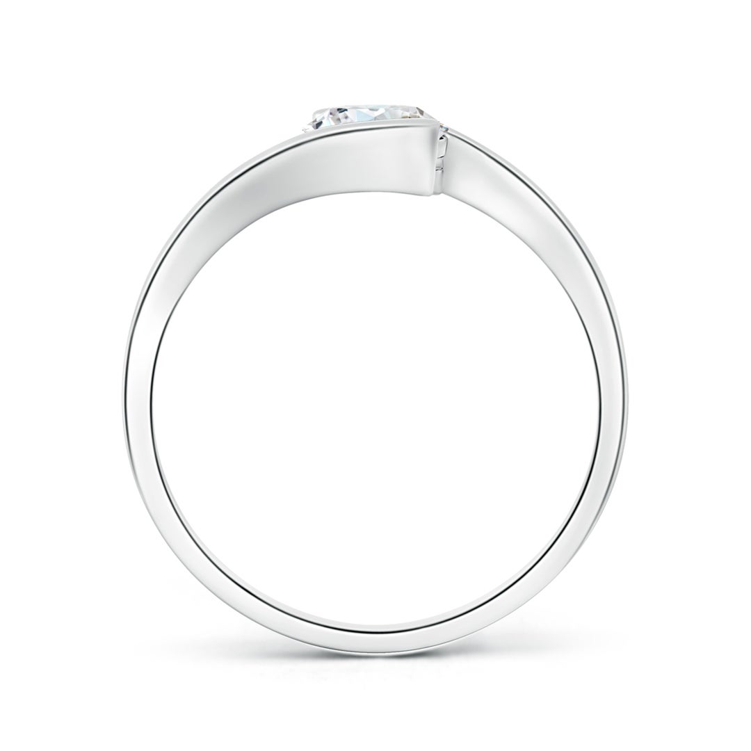 6.4mm FGVS Lab-Grown Semi Bezel-Set Solitaire Round Diamond Bypass Ring in White Gold - side 3