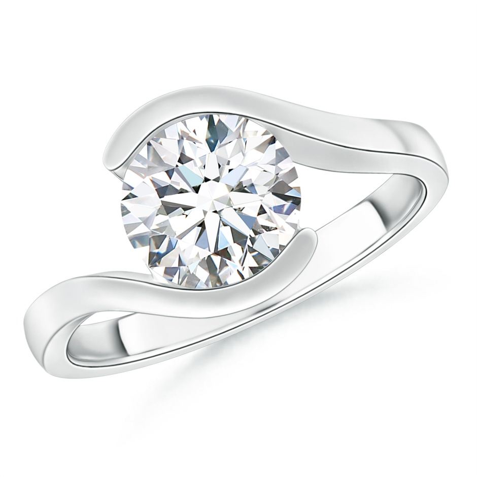 8.1mm FGVS Lab-Grown Semi Bezel-Set Solitaire Round Diamond Bypass Ring in White Gold 