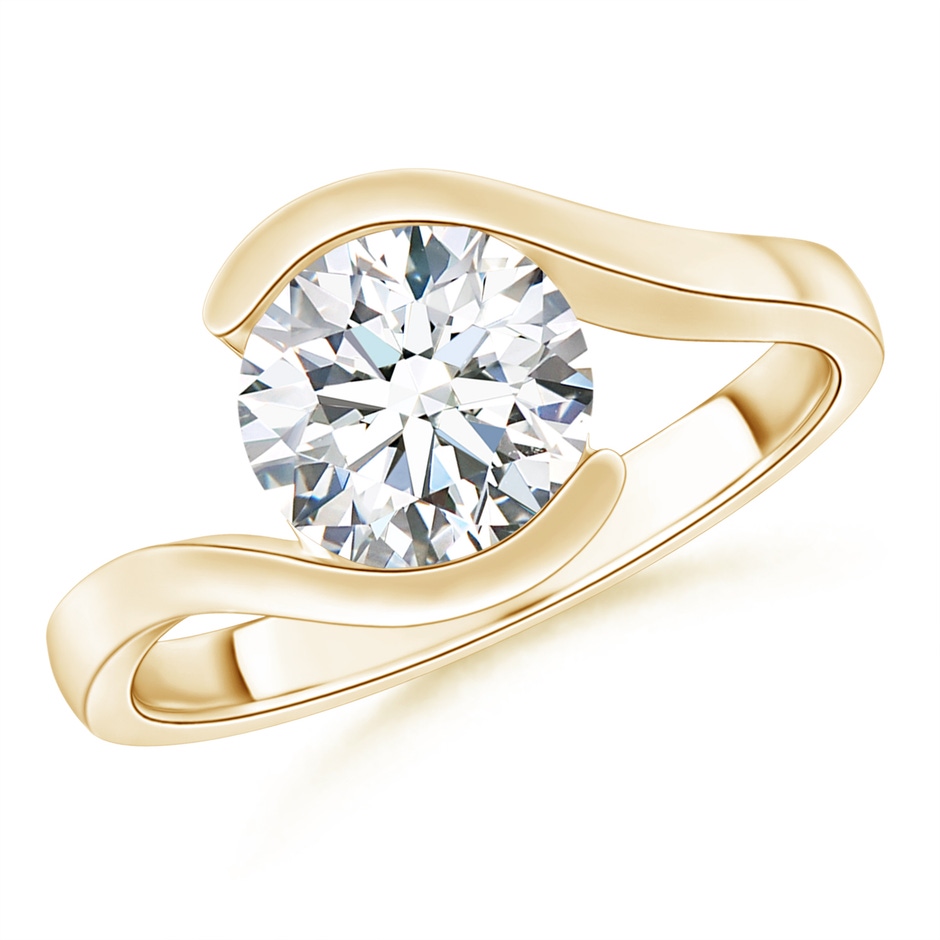 8.1mm FGVS Lab-Grown Semi Bezel-Set Solitaire Round Diamond Bypass Ring in Yellow Gold 