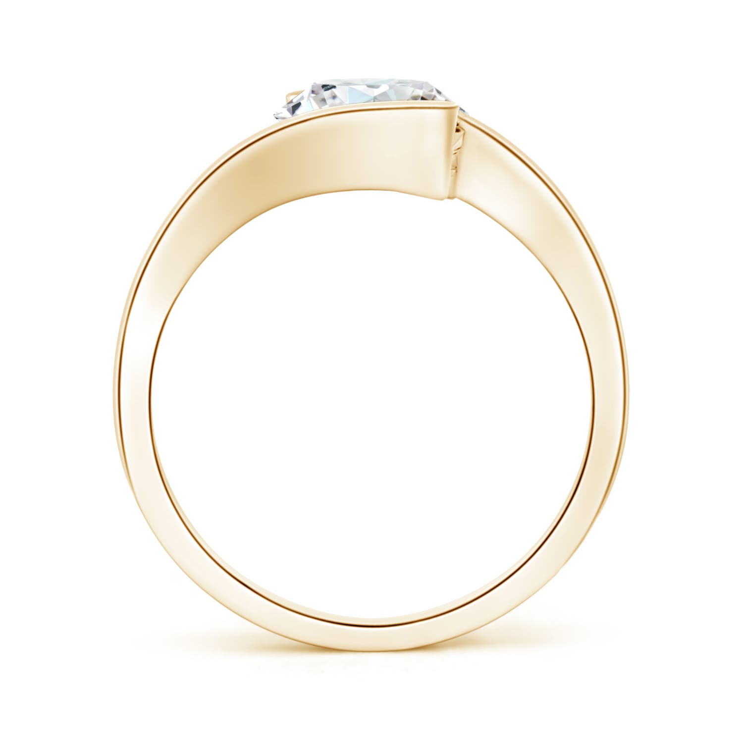 8.1mm FGVS Lab-Grown Semi Bezel-Set Solitaire Round Diamond Bypass Ring in Yellow Gold