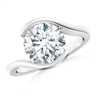 9.2mm FGVS Lab-Grown Semi Bezel-Set Solitaire Round Diamond Bypass Ring in White Gold