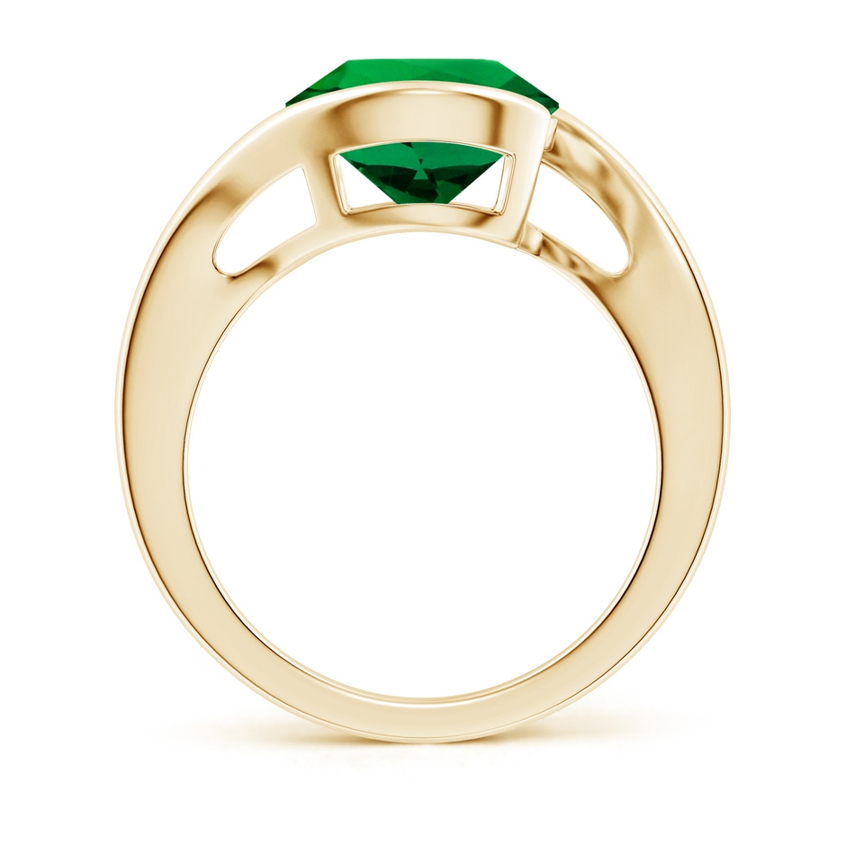 10mm Labgrown Lab-Grown Semi Bezel-Set Solitaire Round Emerald Bypass Ring in 18K Yellow Gold side 199