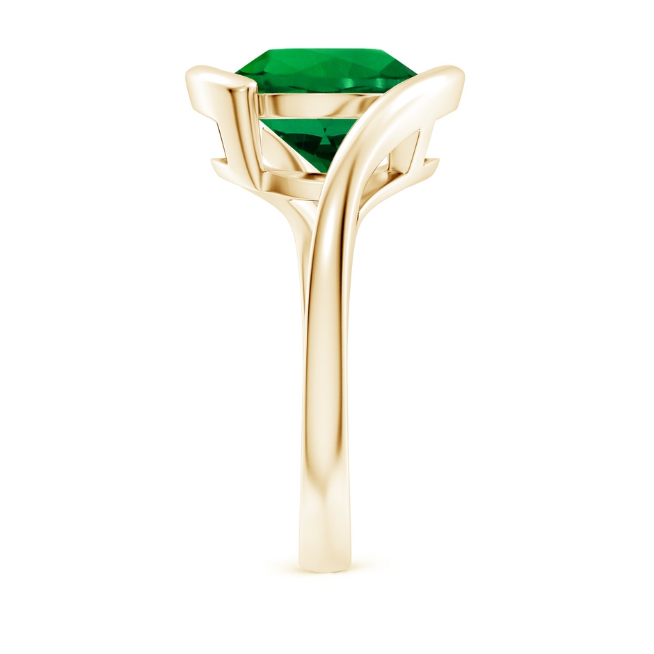 10mm Labgrown Lab-Grown Semi Bezel-Set Solitaire Round Emerald Bypass Ring in 18K Yellow Gold side 299